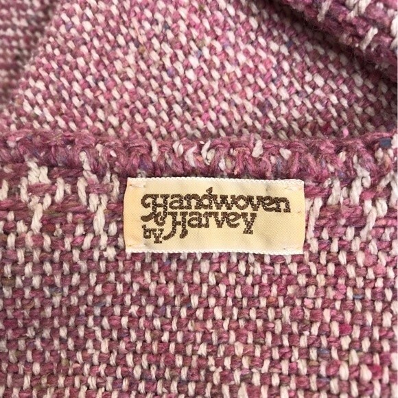 Handwoven By Harvey Fiber Art Three Button Cardigan Jacket Pink Cream Women Sm - Picture 9 of 13